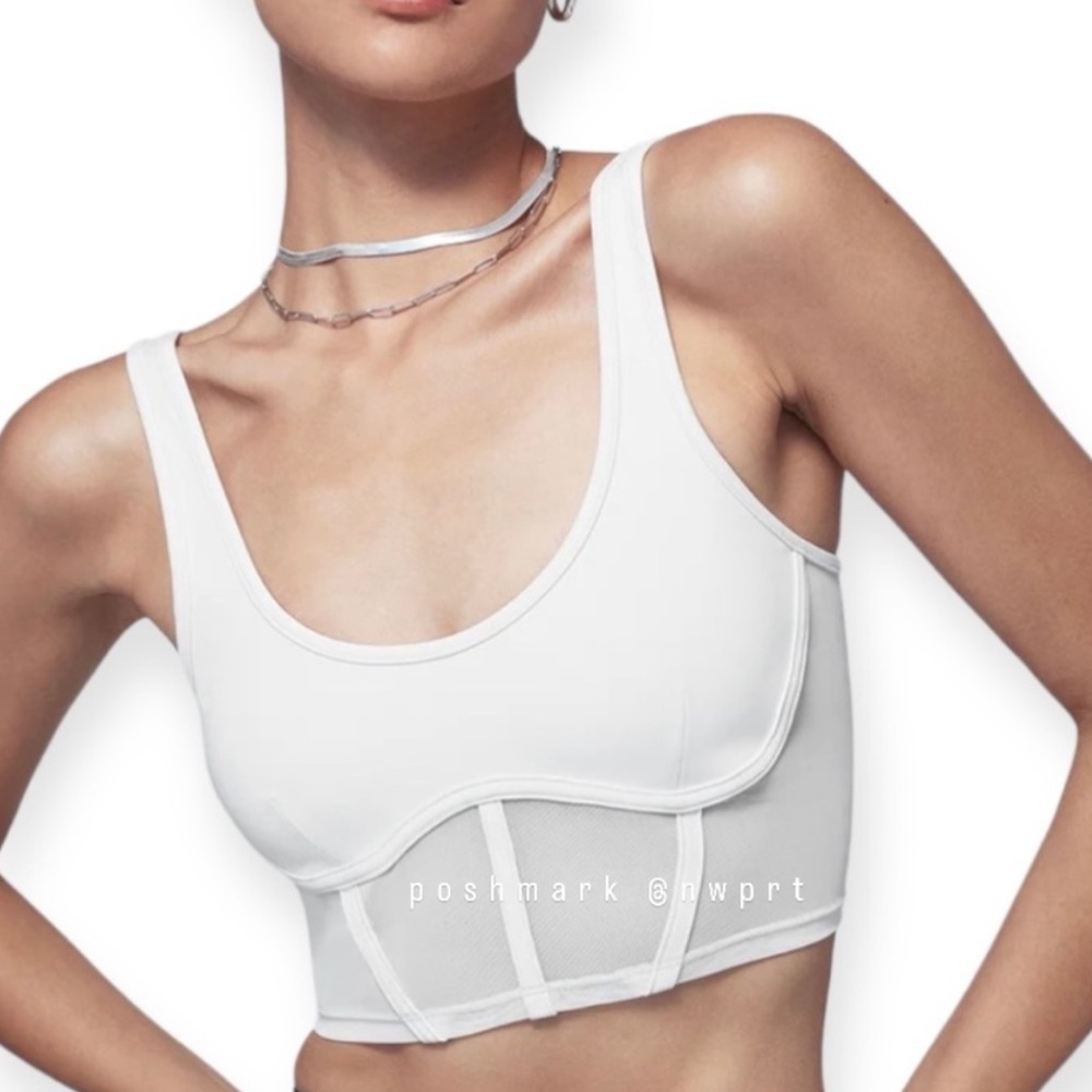 NWT 💯 Alo Yoga Airbrush Mesh Corset Top Bra Crop Tank White XS - Picture 3 of 9